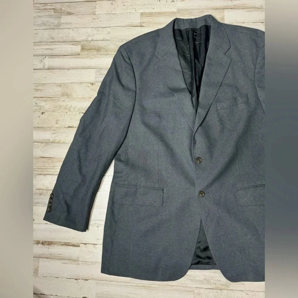 Polo University By Ralph Lauren Men’s Wool Blazer Jacket Gray Solid 46T